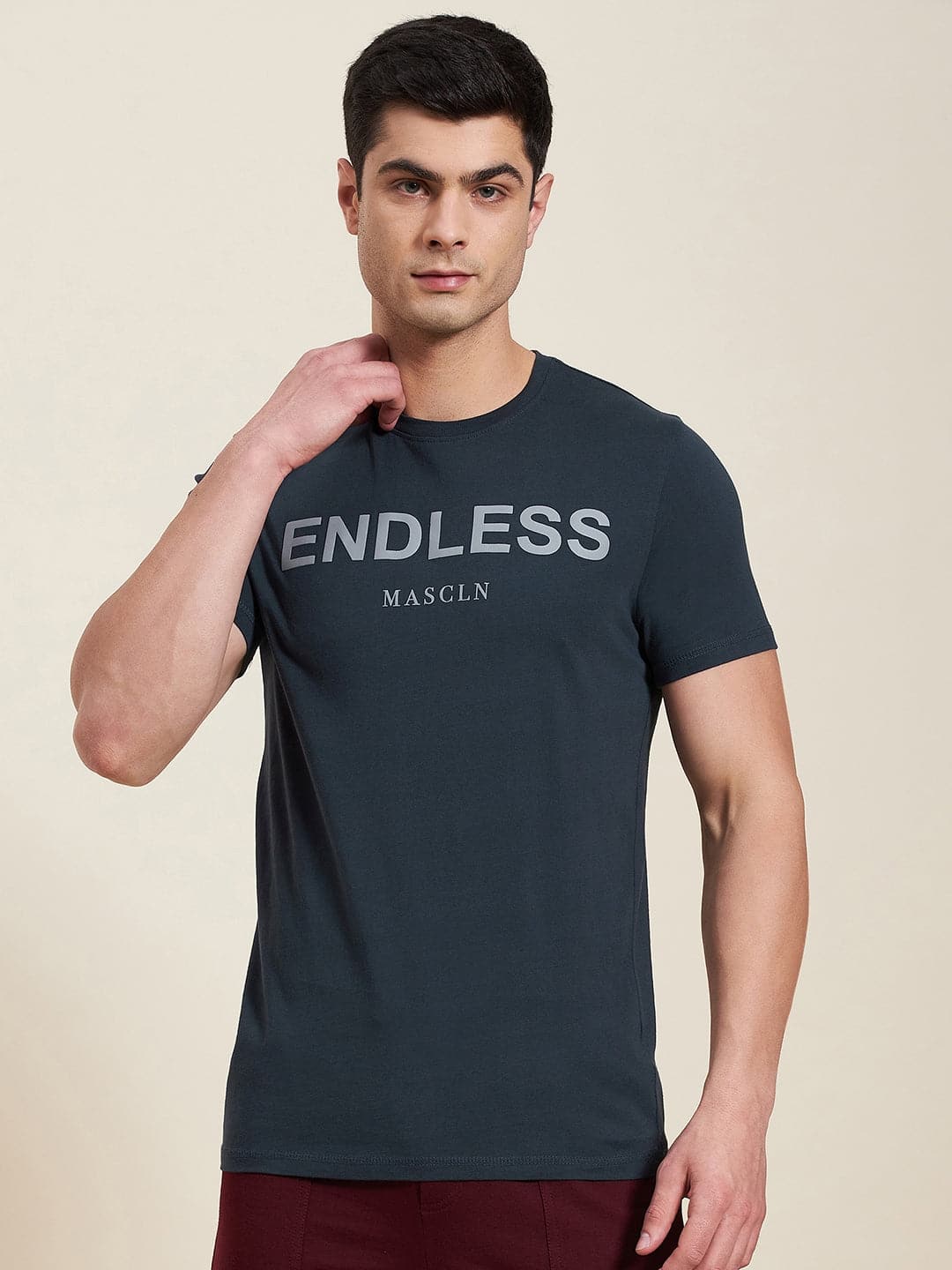 Men Dark Blue ENDLESS Regular Fit T-Shirt-Men's T-Shirt-SASSAFRAS
