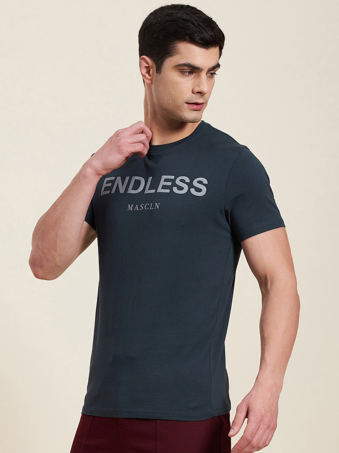 Men Dark Blue ENDLESS Regular Fit T-Shirt