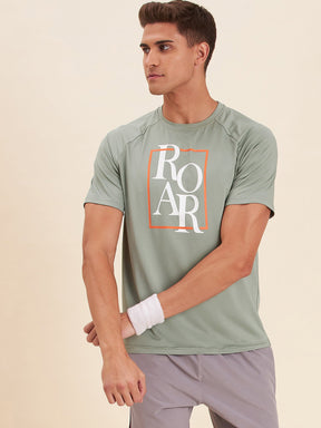 Men Light Olive ROAR Dry Fit Raglan T-Shirt-Men's T-Shirt-SASSAFRAS