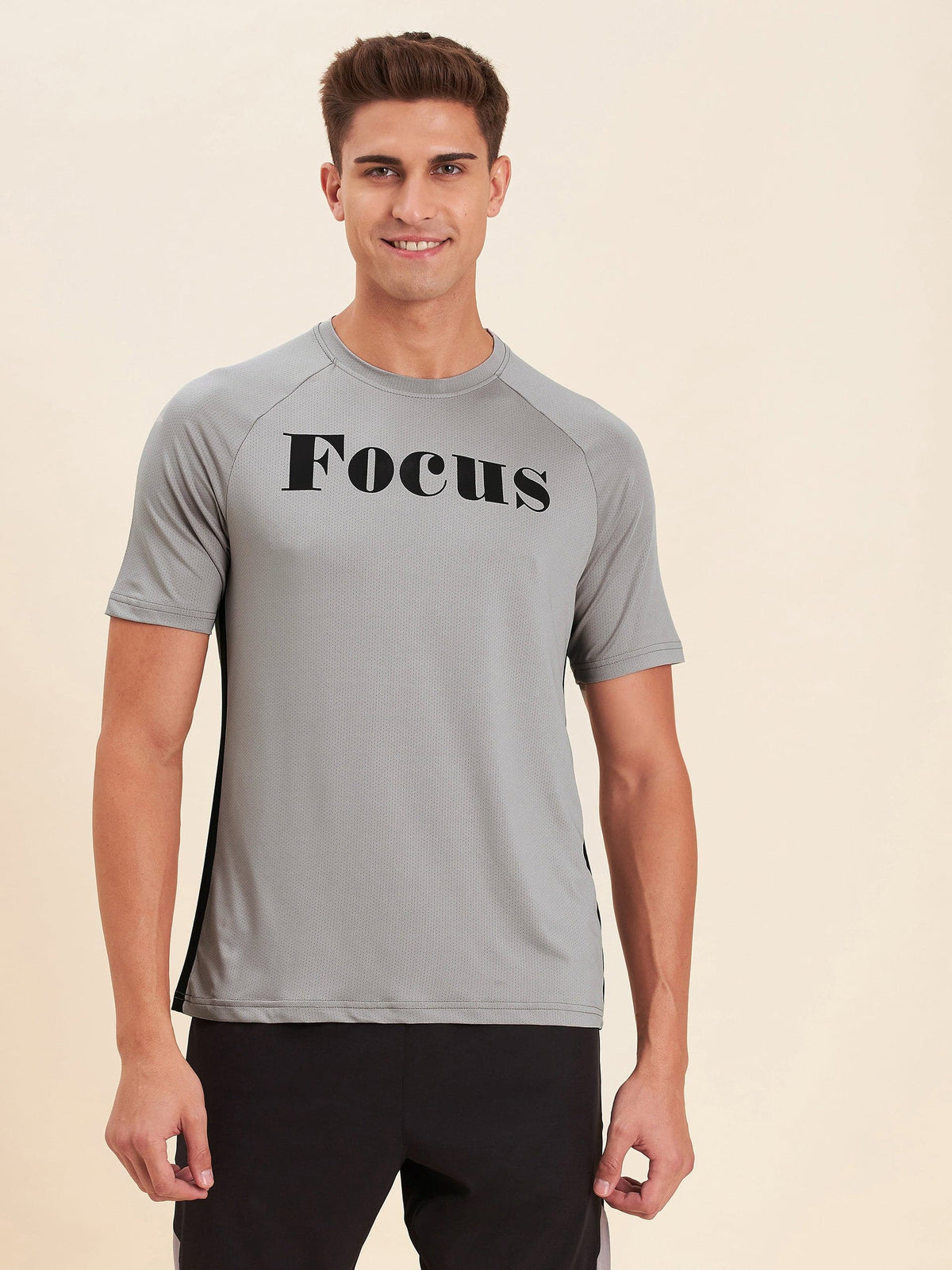 Men Grey FOCUS Dry Fit T-Shirt-Men's T-Shirt-SASSAFRAS