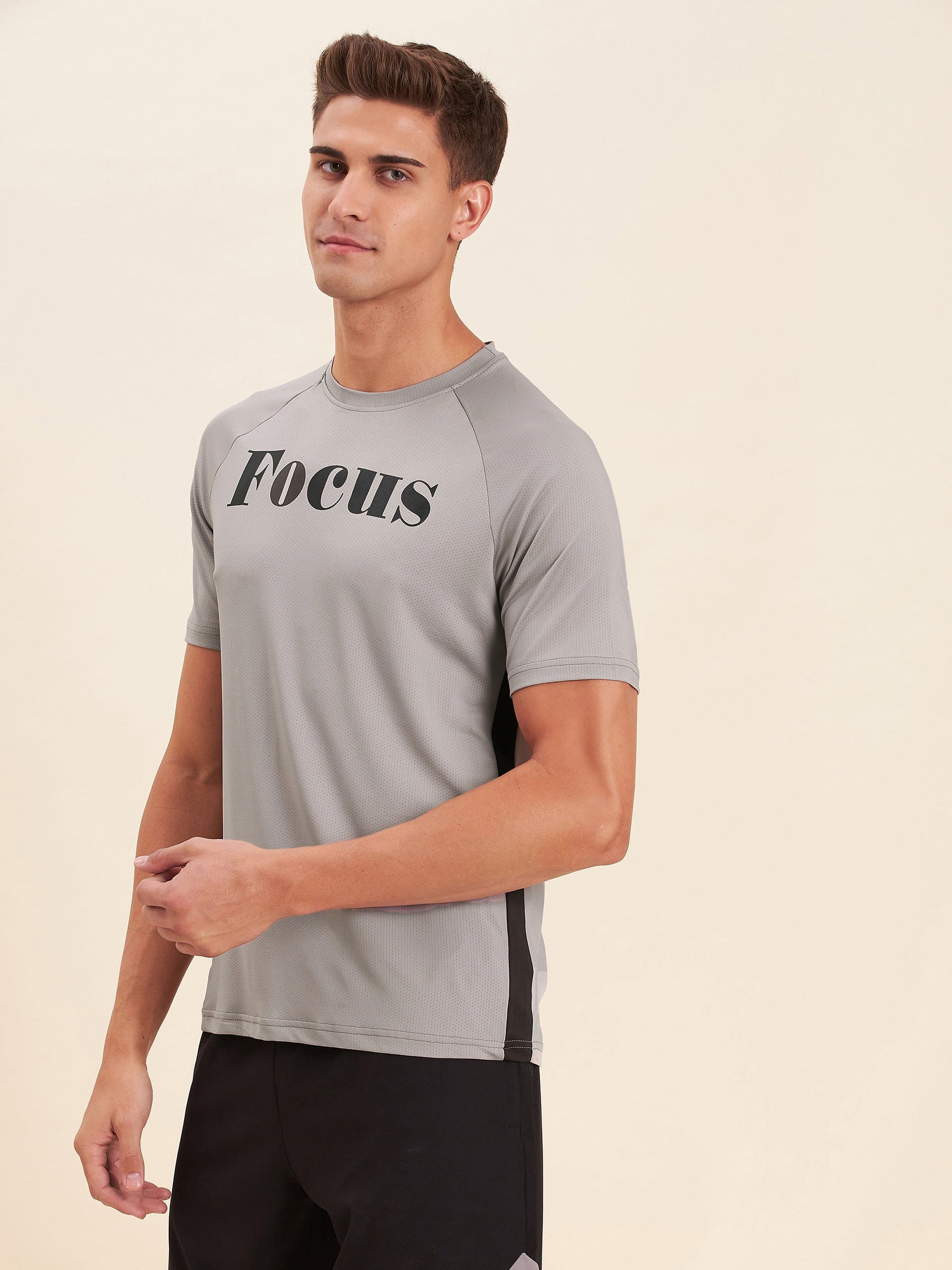 Men Grey FOCUS Dry Fit T-Shirt