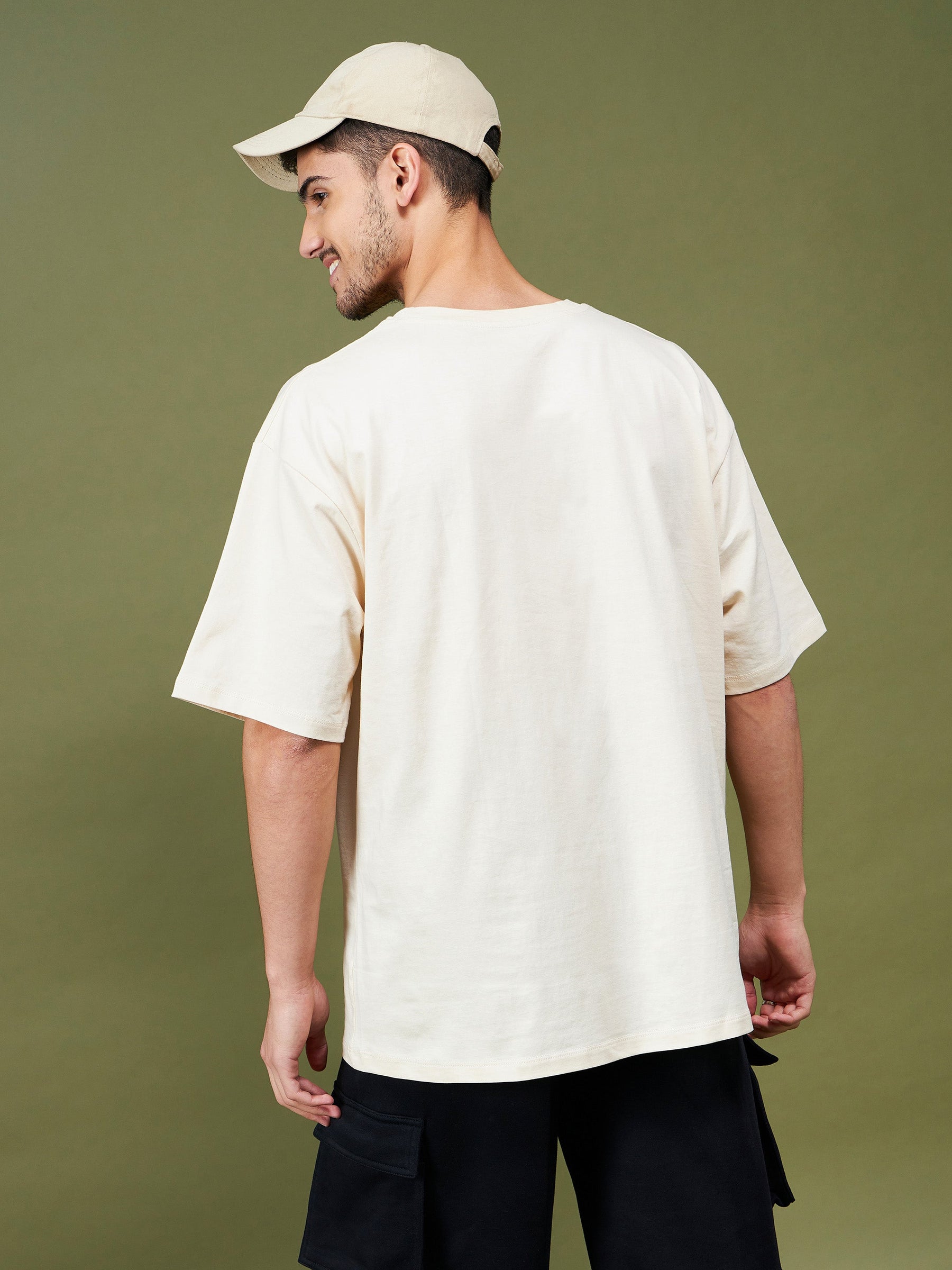 Unisex Beige YOUNG & RECKLESS Oversized T-Shirt-MASCLN SASSAFRAS