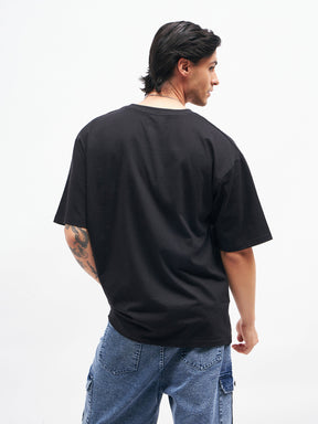 Unisex Black WILD MESS Oversized T-Shirt-MASCLN SASSAFRAS