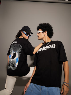 Unisex Black SEASON Oversized T-Shirt-MASCLN SASSAFRAS