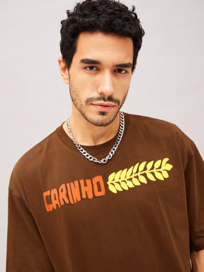 Unisex Brown CARINHO Oversized T-Shirt-MASCLN SASSAFRAS