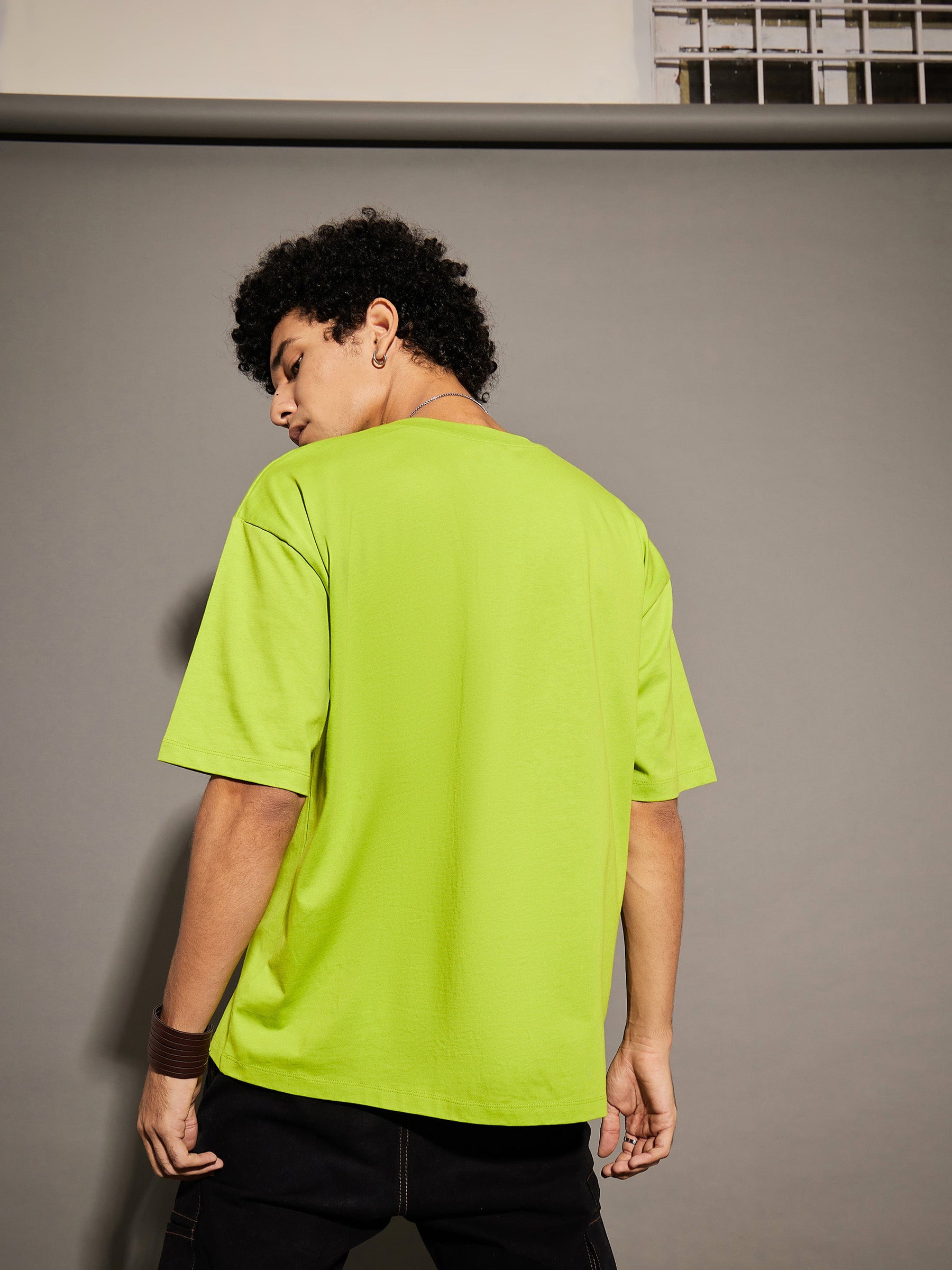 Unisex Green GO OUTSIDE Oversized T-Shirt-MASCLN SASSAFRAS