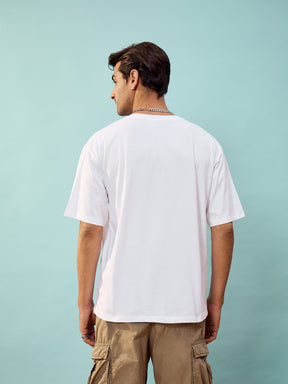 Unisex White TARGET LOCKED Oversize T-Shirt-MASCLN SASSAFRAS