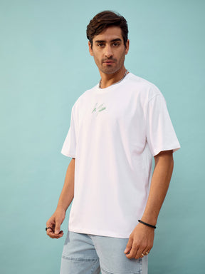 Unisex White BLOOM Oversize T-Shirt-MASCLN SASSAFRAS