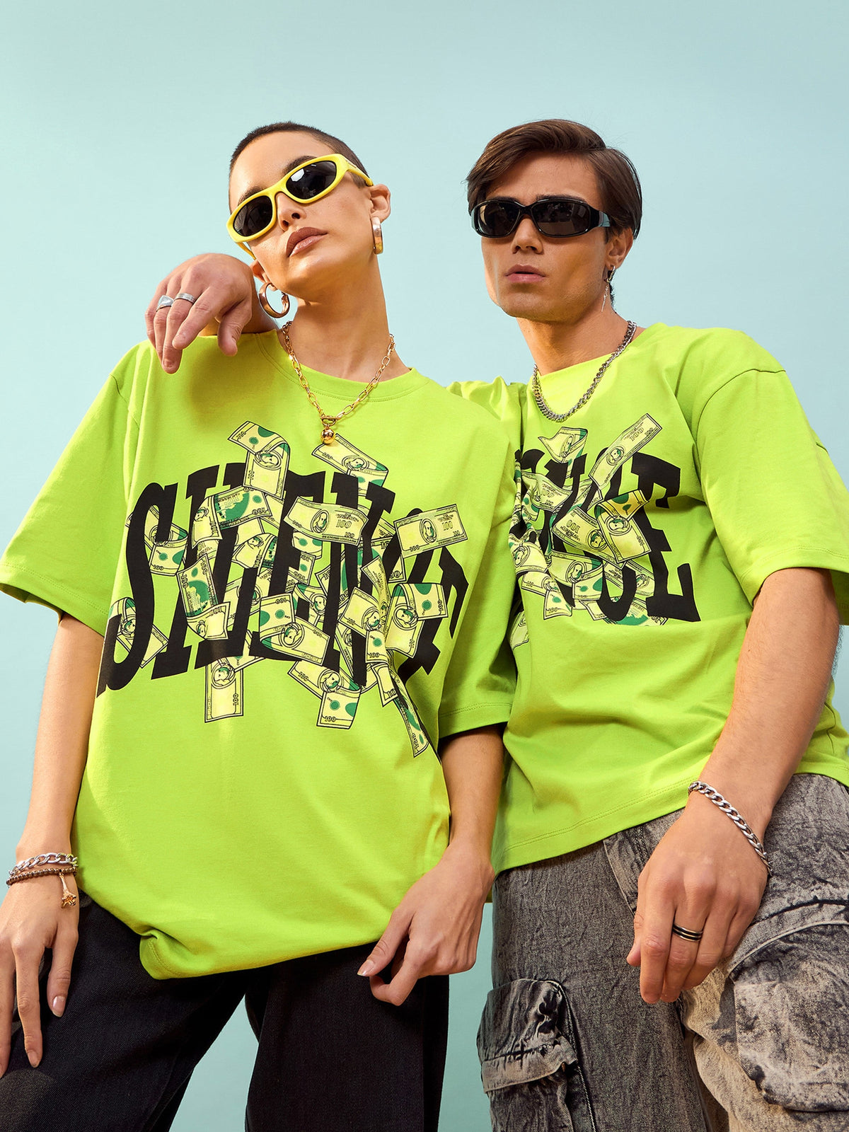 Unisex Green SILENCE Oversize T-Shirt-MASCLN SASSAFRAS