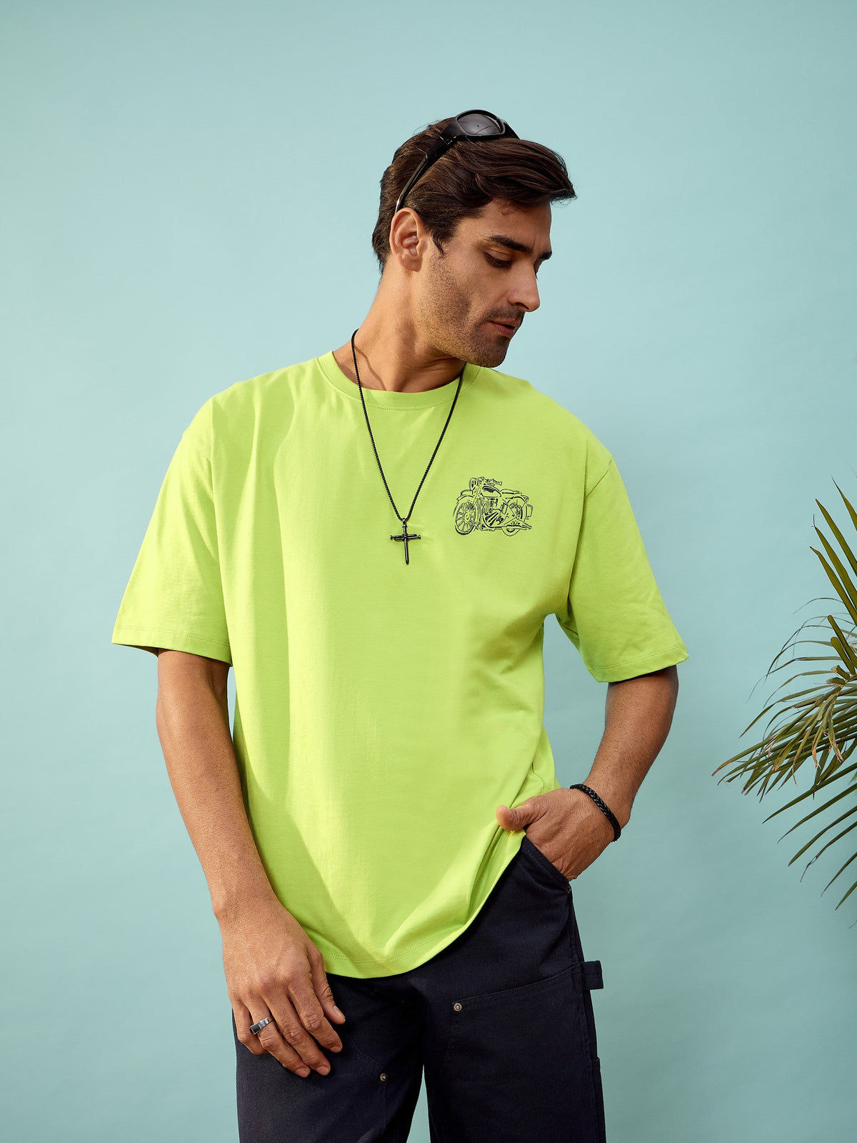 Unisex Green CALIFORNIA Oversize T-Shirt-MASCLN SASSAFRAS