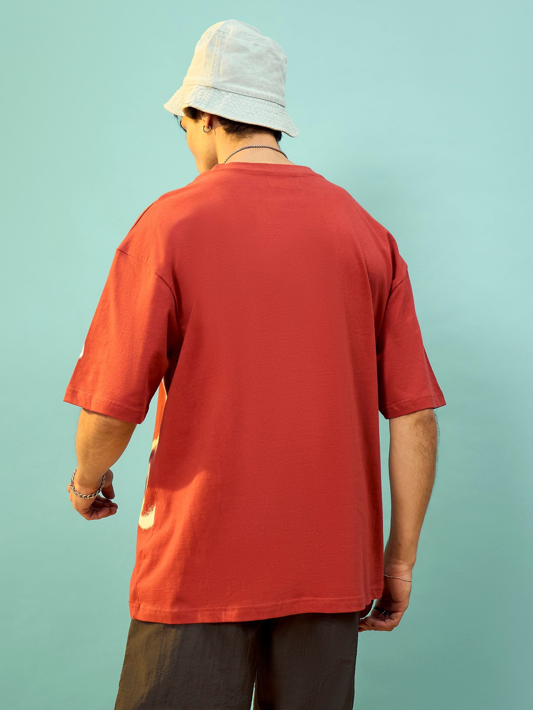 Unisex Rust Graphic Print Oversize T-Shirt-MASCLN SASSAFRAS