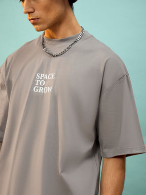 Unisex Grey SPACE TO GROW Oversize T-Shirt-MASCLN SASSAFRAS