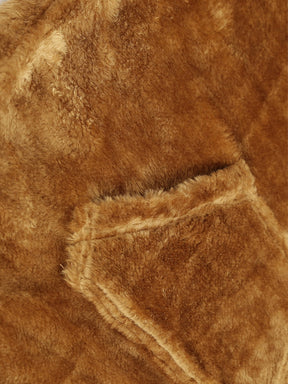 Girls Brown Fur Kangaroo Pocket Dress