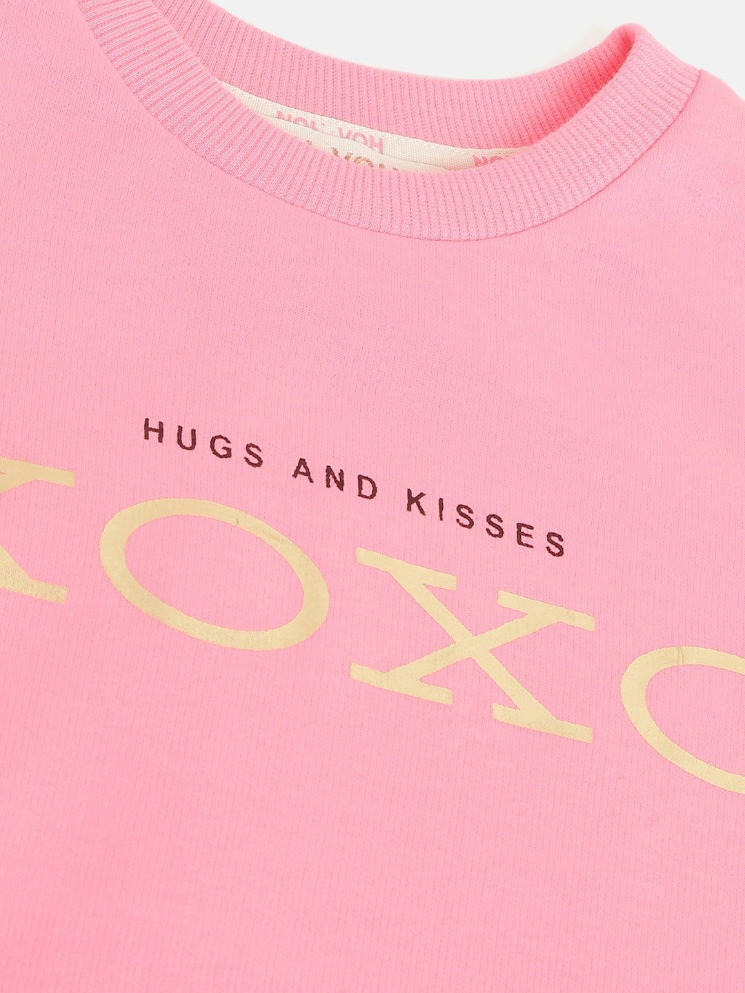 Girls Pink Fleece XOXO Kangaroo Pocket Dress