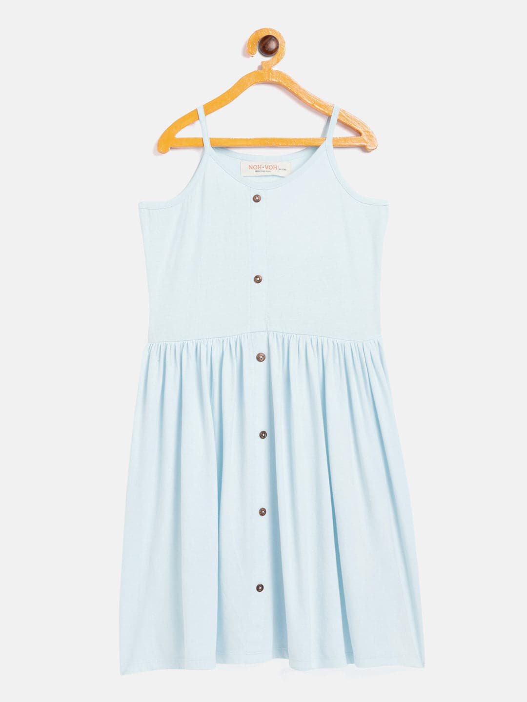 Girls Blue Front Button Strappy Dress-Girls Dresses-SASSAFRAS