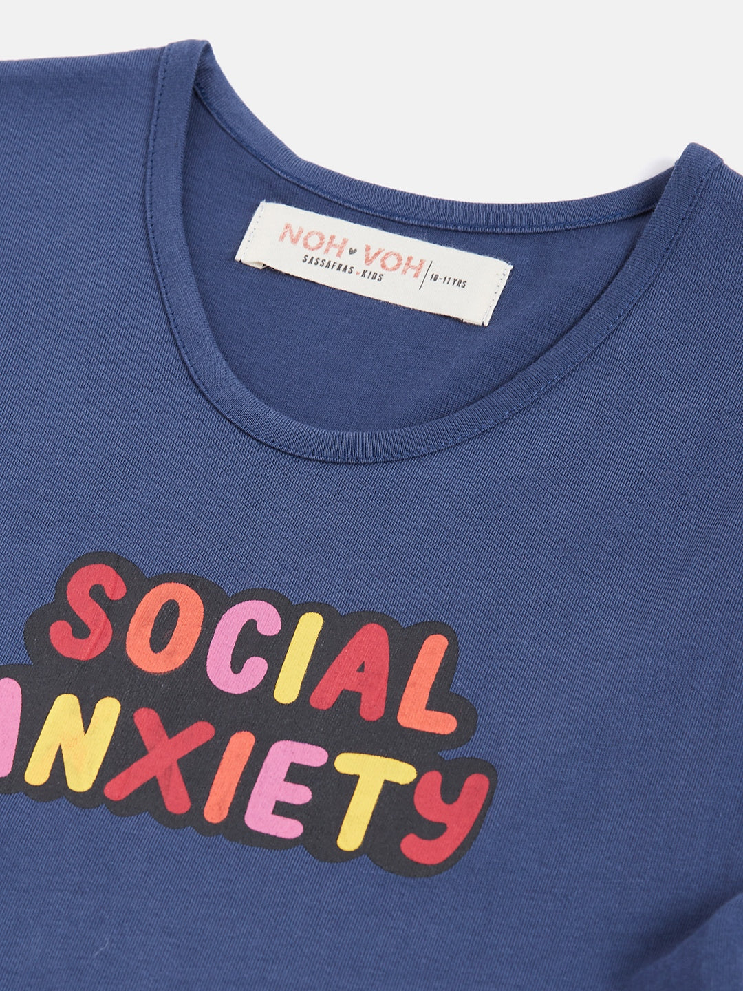 Girls Navy Social Anxiety Print Gather Dress