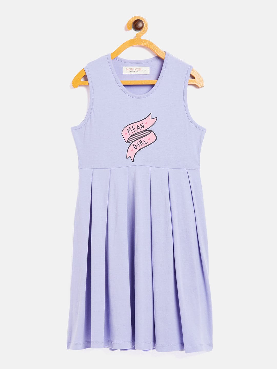 Girls Lavender Mean Girl Print Gather Dress-Girls Dresses-SASSAFRAS