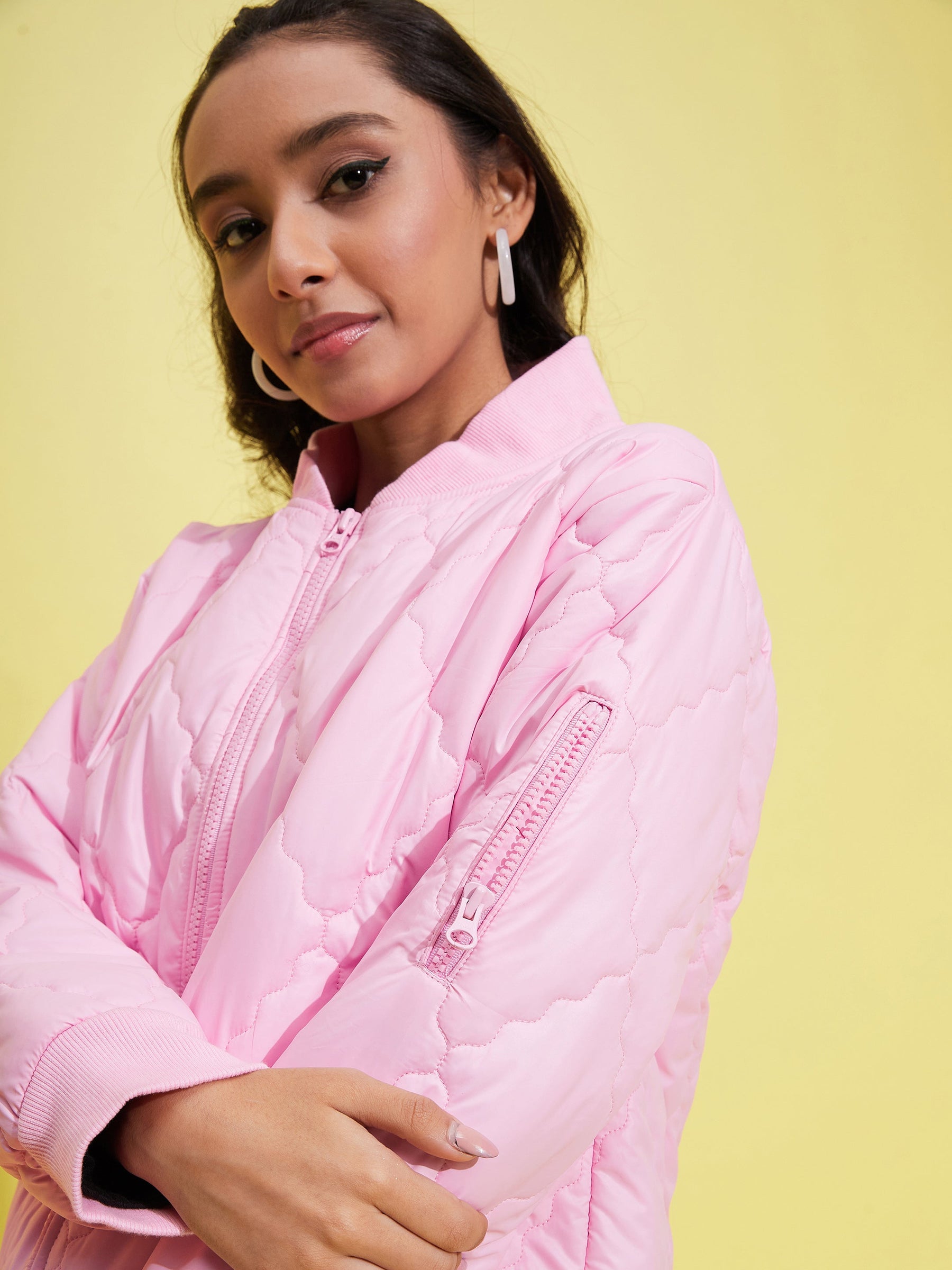 Pink Quilted Bomber Jacket-Noh.Voh