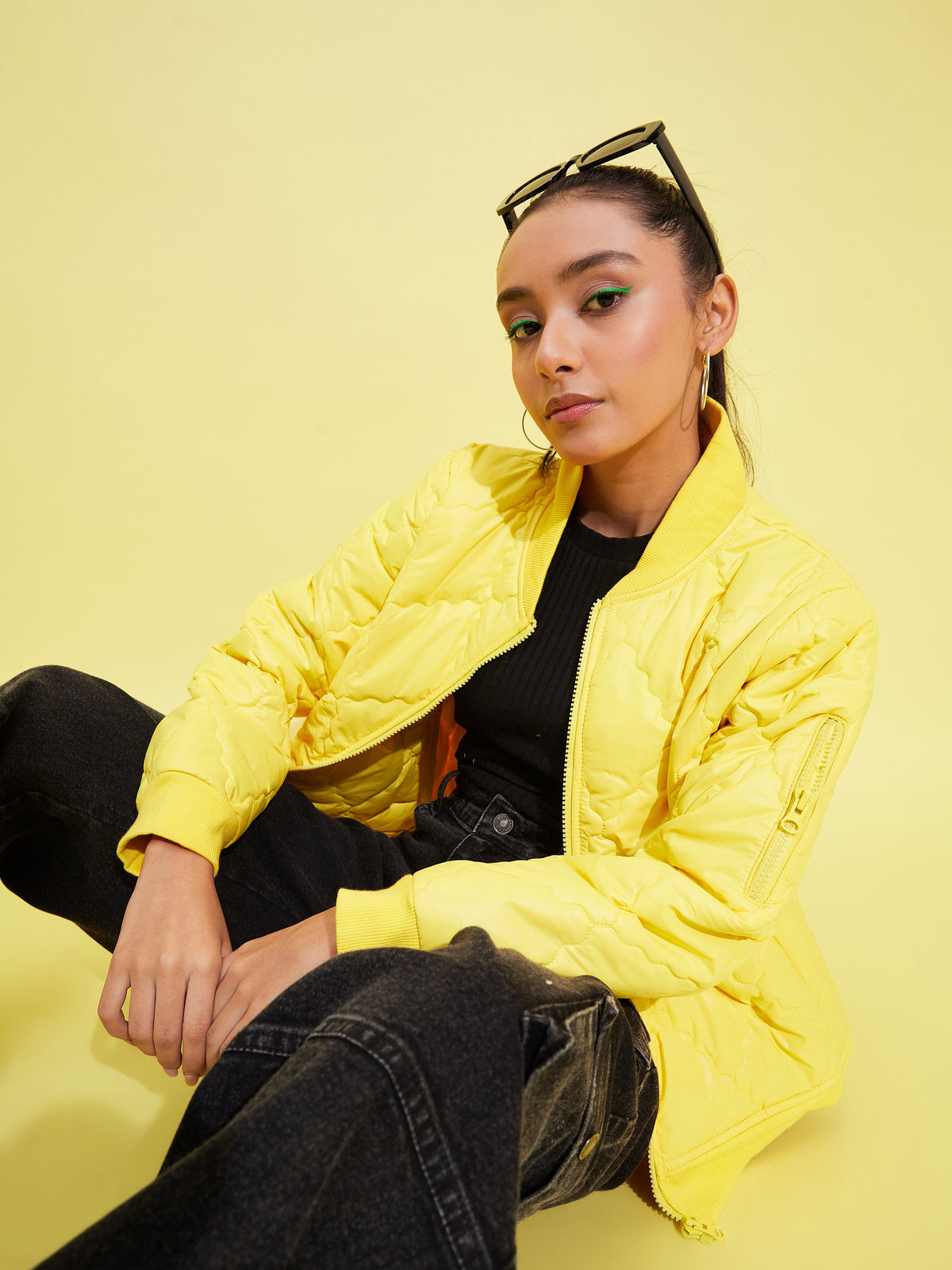 Yellow Quilted Bomber Jacket-Noh.Voh