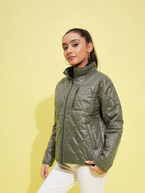 Olive Quilted Zipper Jacket-Noh.Voh