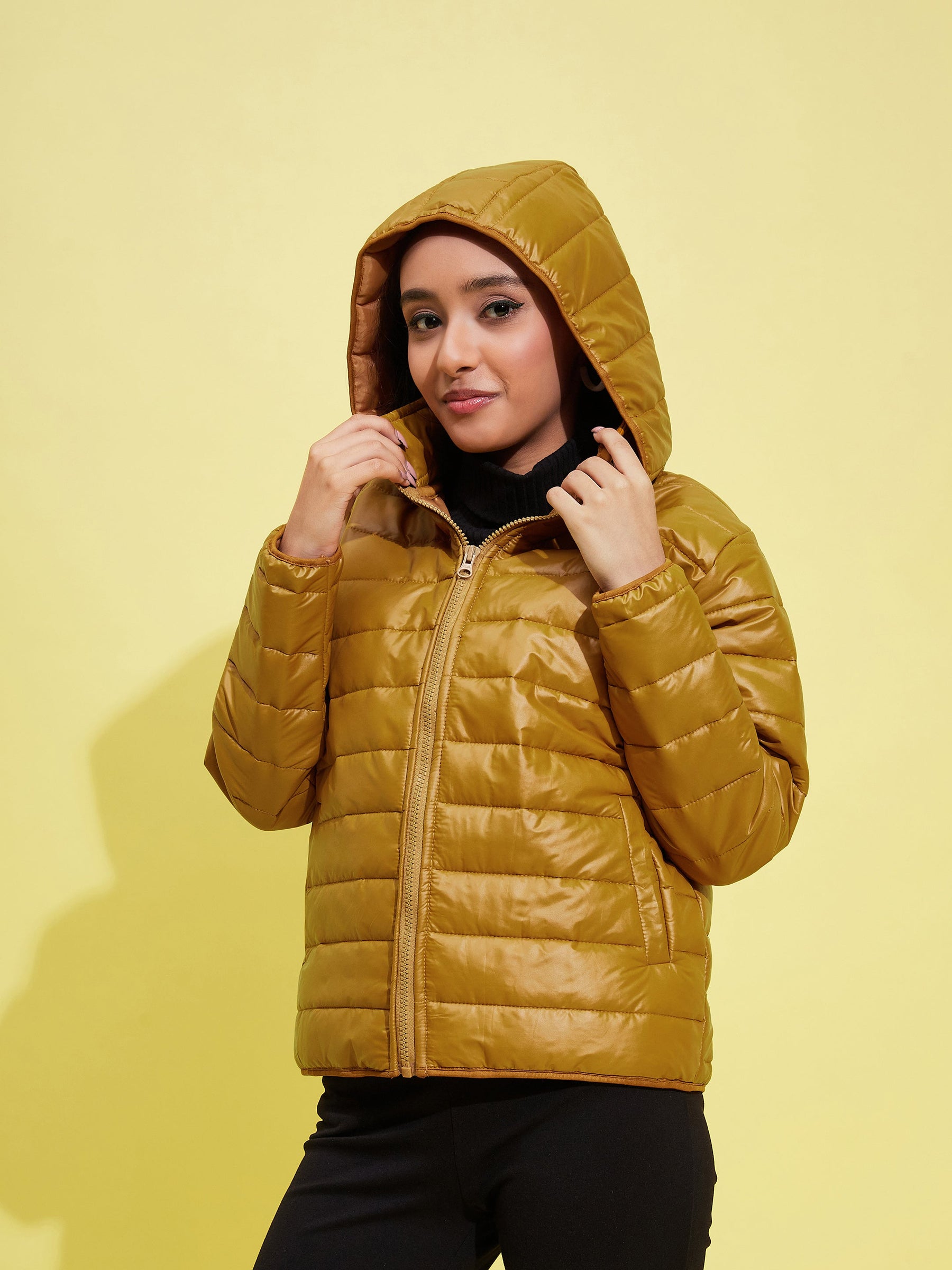 Brown Quilted Hooded Jacket-Noh.Voh
