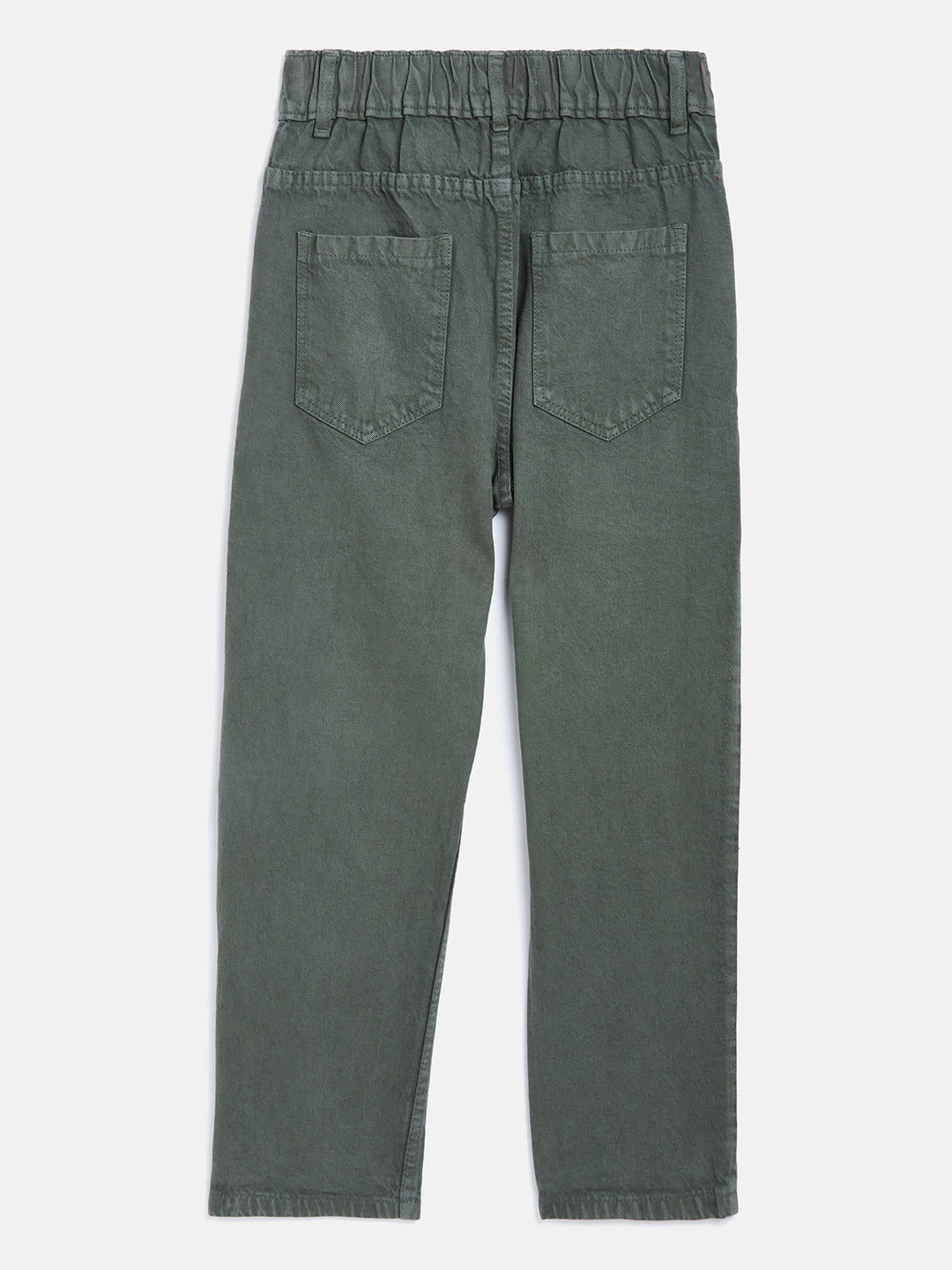 Girls Olive Front Pocket Straight Jeans