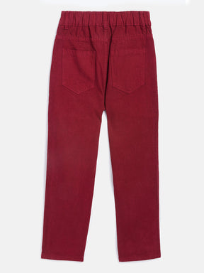 Girls Burgundy Front Pocket Straight Jeans