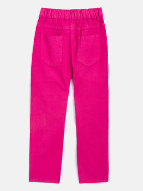 Girls Fuchsia Front Pocket Straight Jeans