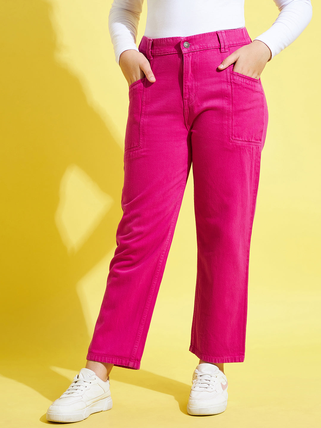 Fuchsia Front Pocket Straight Jeans-Noh.Voh