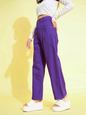 Purple Side Pocket Straight Jeans-Noh.Voh