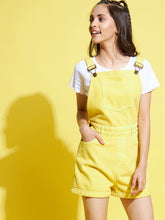 Girls Yellow Denim Playsuit-Girls Jumpsuits-SASSAFRAS