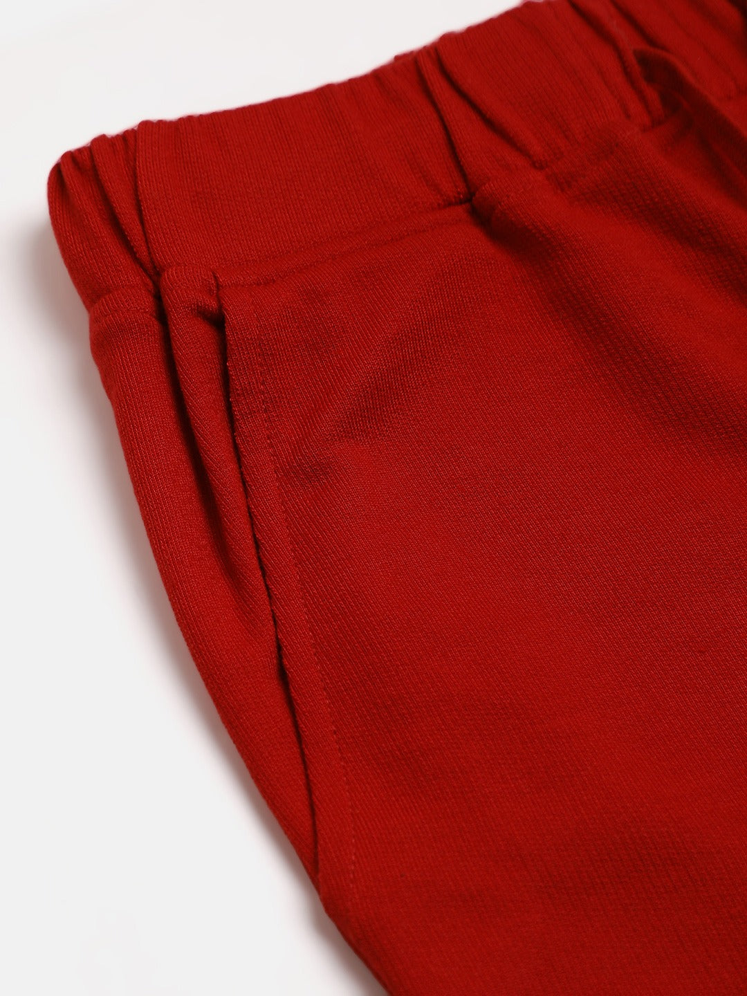 Girls Red Solid Basic Joggers