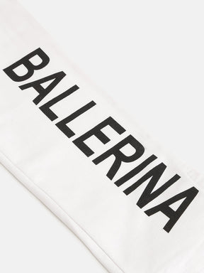 Girls White Ballerina Print Track Pants