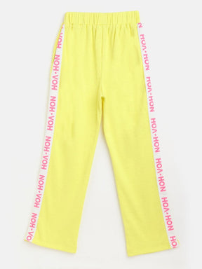 Girls Yellow Rib Brand Tape Track Pants-Girls Track Pants-SASSAFRAS