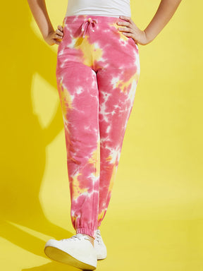 Yellow & Pink Terry Tie Dye Joggers-Noh.Voh