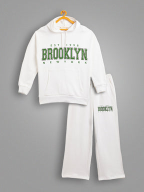 White BROOKLYN Oversized Sweatshirt With Track Pants-Noh.Voh
