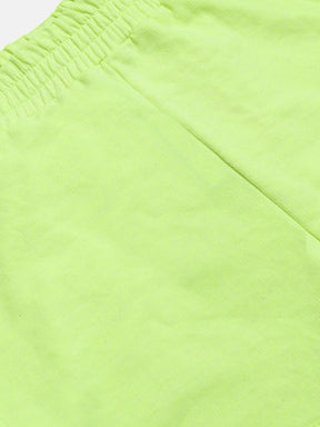 Girls Neon Green Terry Solid Shorts