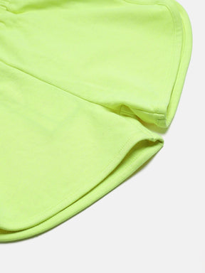 Girls Neon Green Terry Solid Shorts