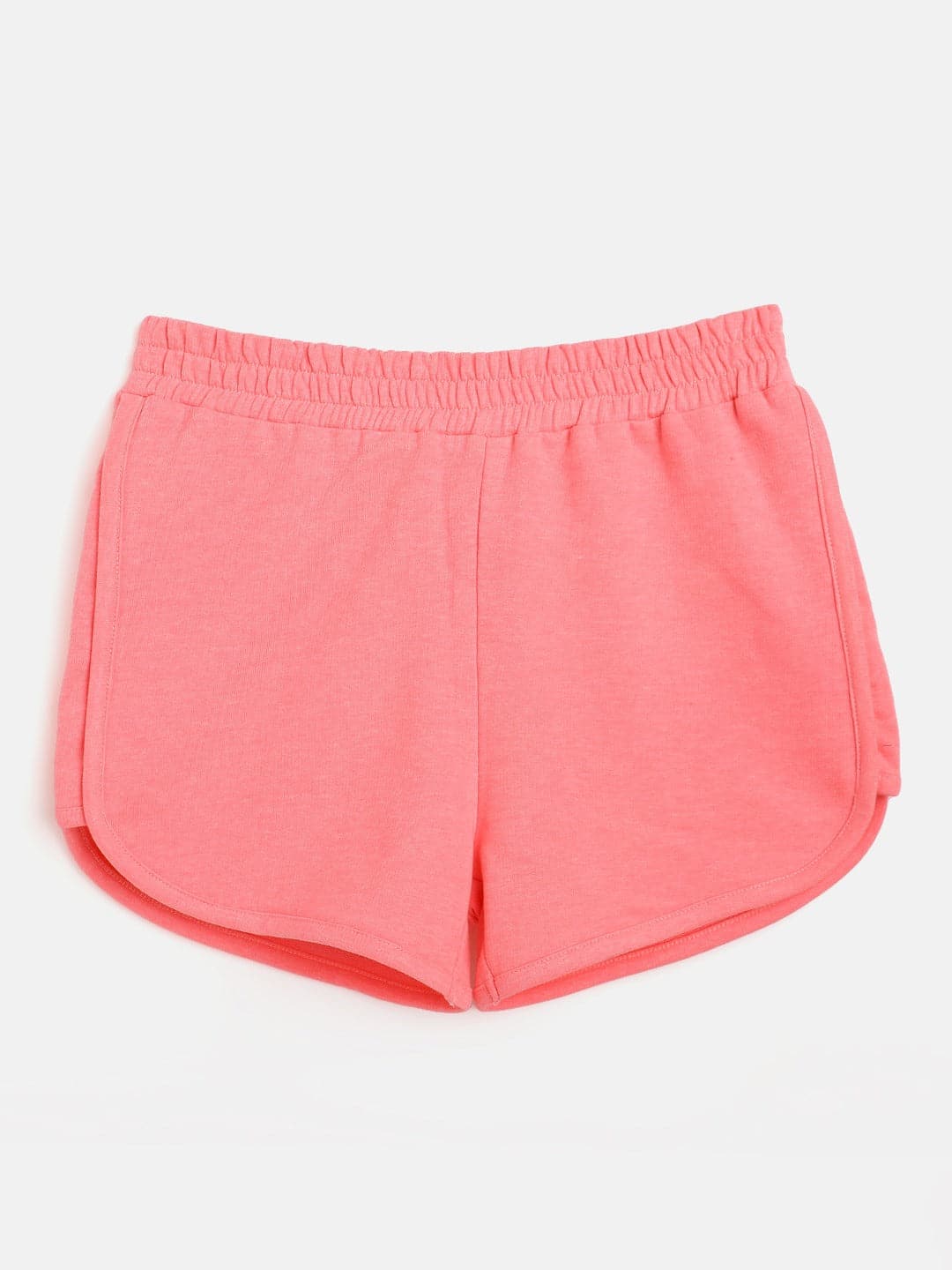 Girls Neon Pink Terry Solid Shorts-Girls Shorts-SASSAFRAS