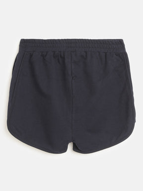 Girls Navy Terry Solid Shorts
