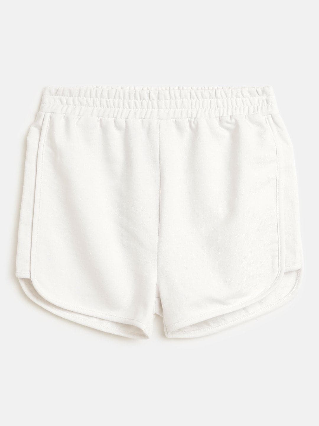 Girls White Terry Solid Shorts-Girls Shorts-SASSAFRAS