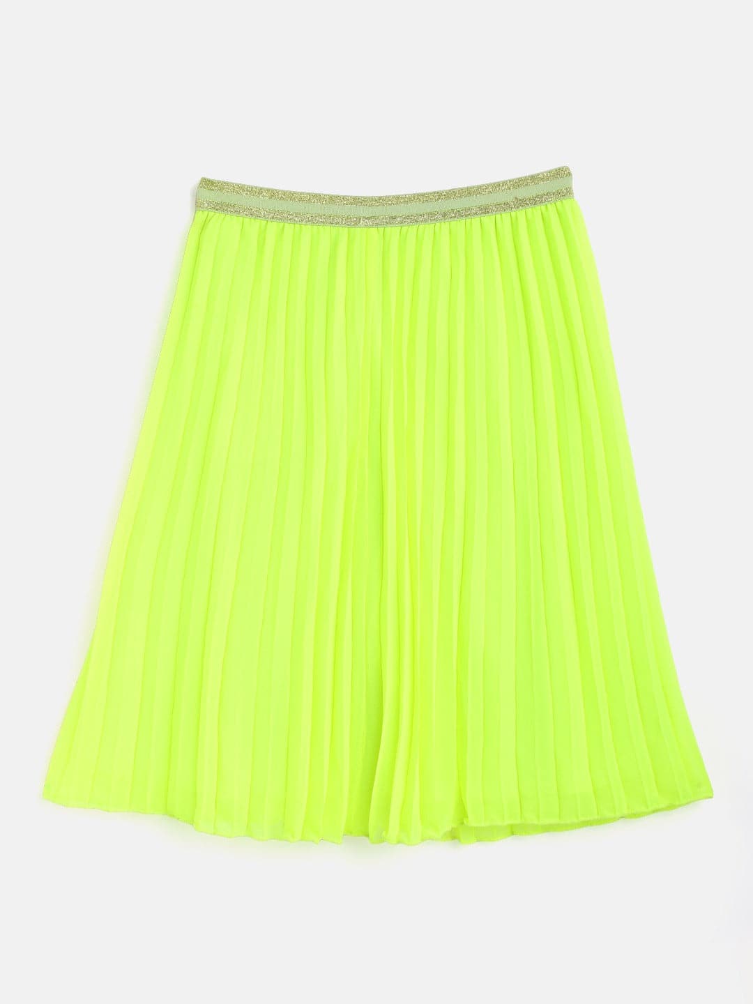 Girls Neon Green Pleated Skirt-Girls Skirts-SASSAFRAS