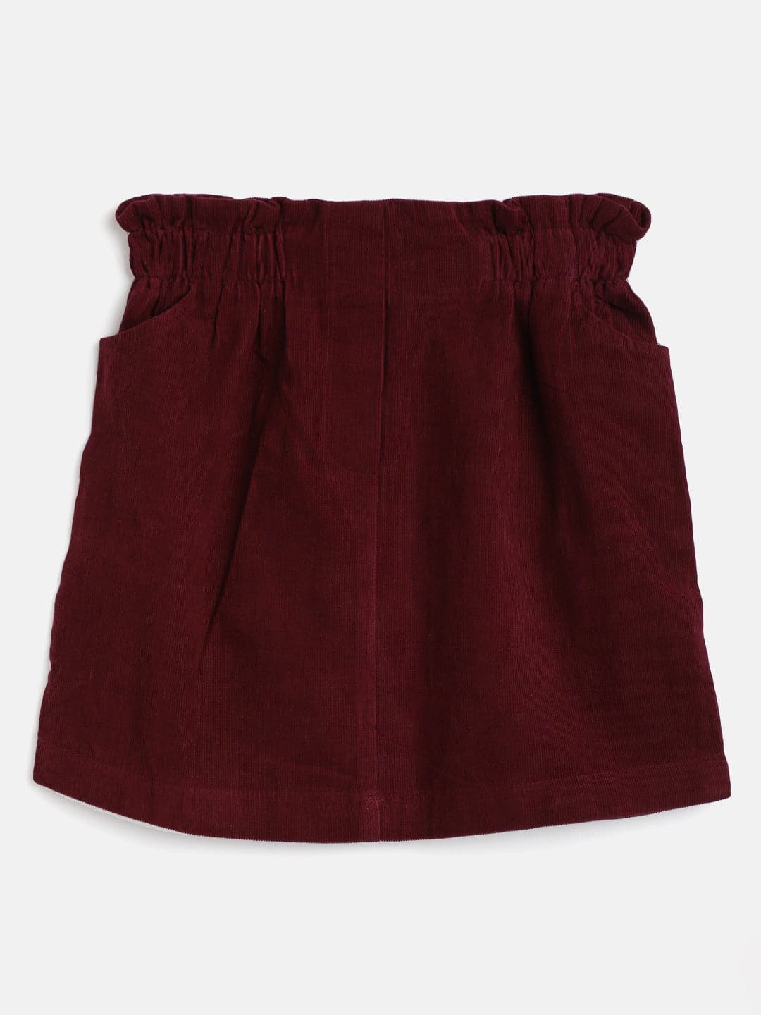 Girls Burgundy Corduroy Paper Bag Skirt-Girls Skirts-SASSAFRAS