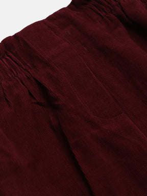 Girls Burgundy Corduroy Paper Bag Skirt