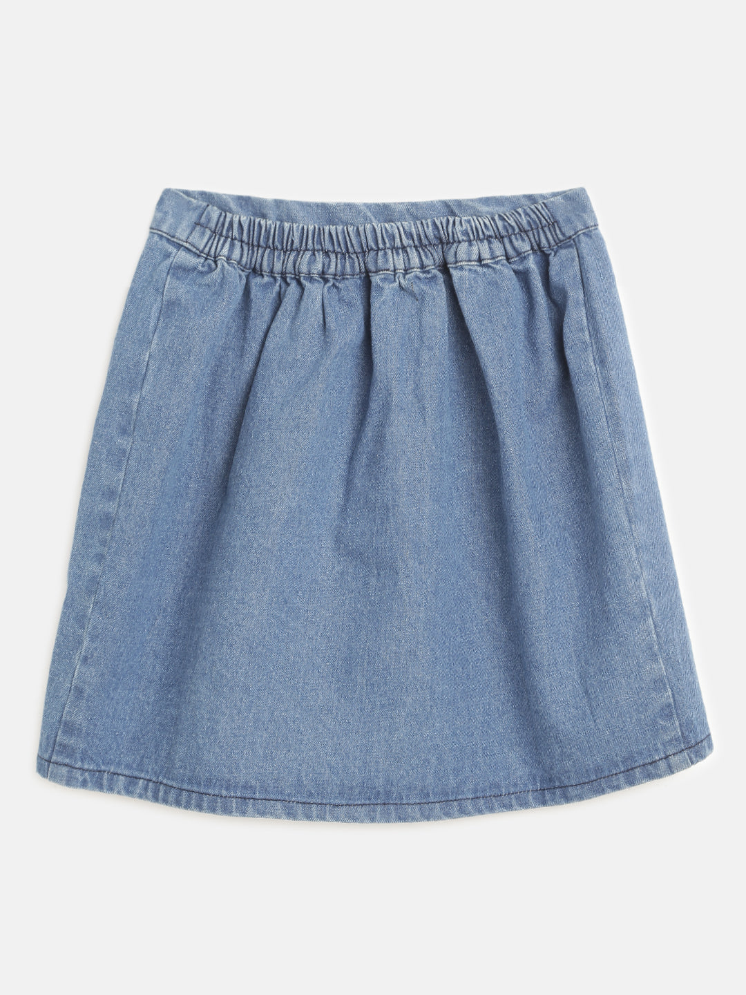 Girls Blue Denim Button Mini Skirt