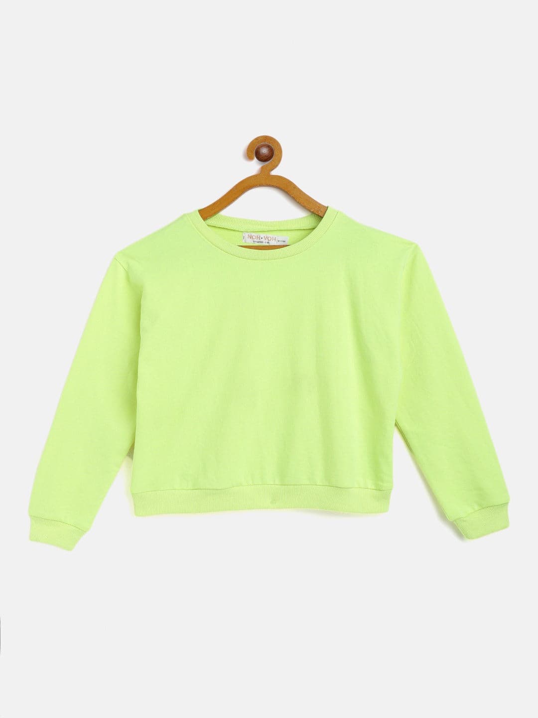 Girls Neon Green Terry Sweatshirt-Girls Sweatshirts-SASSAFRAS