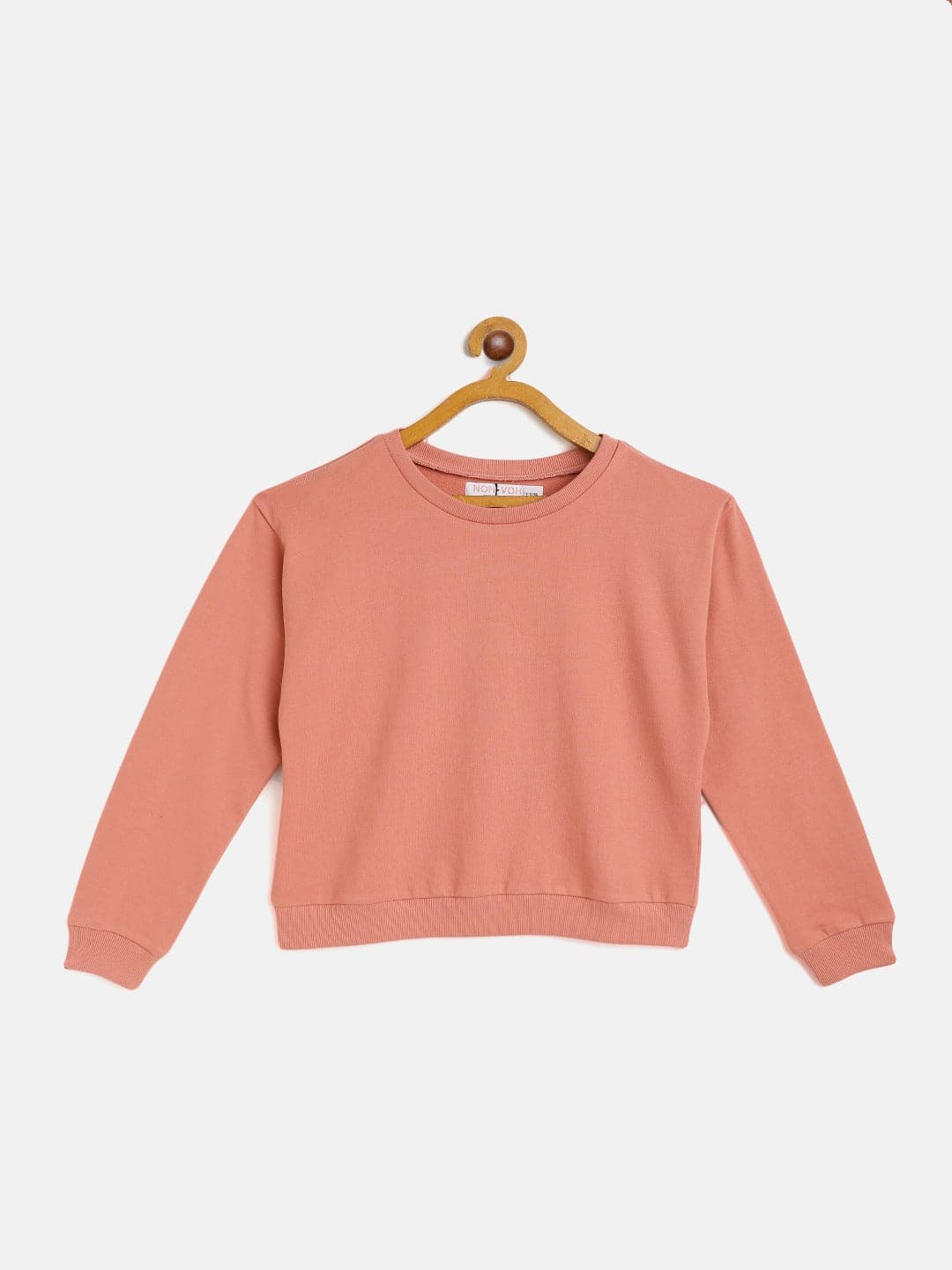 Girls Peach Terry Sweatshirt-Girls Sweatshirts-SASSAFRAS