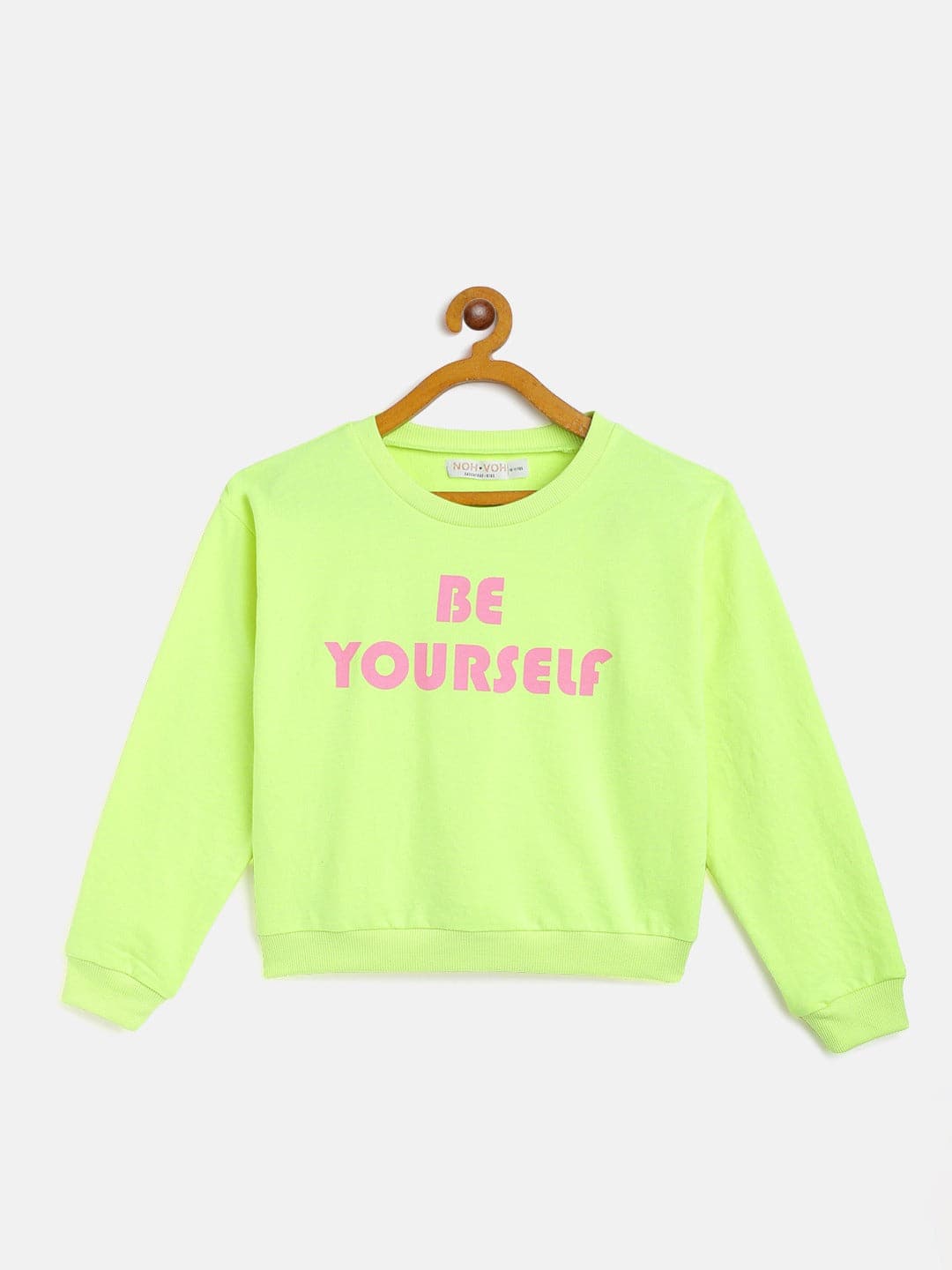 Girls Neon Green Terry Be-Yourself Sweatshirt-Girls Sweatshirts-SASSAFRAS