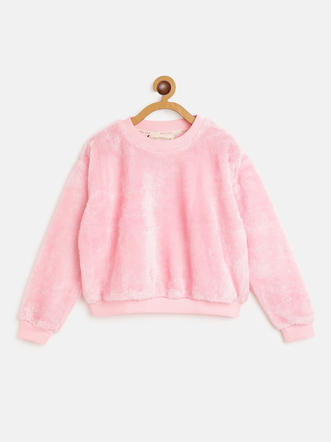 Girls Pink Fur Sweatshirt-Girls Sweatshirts-SASSAFRAS