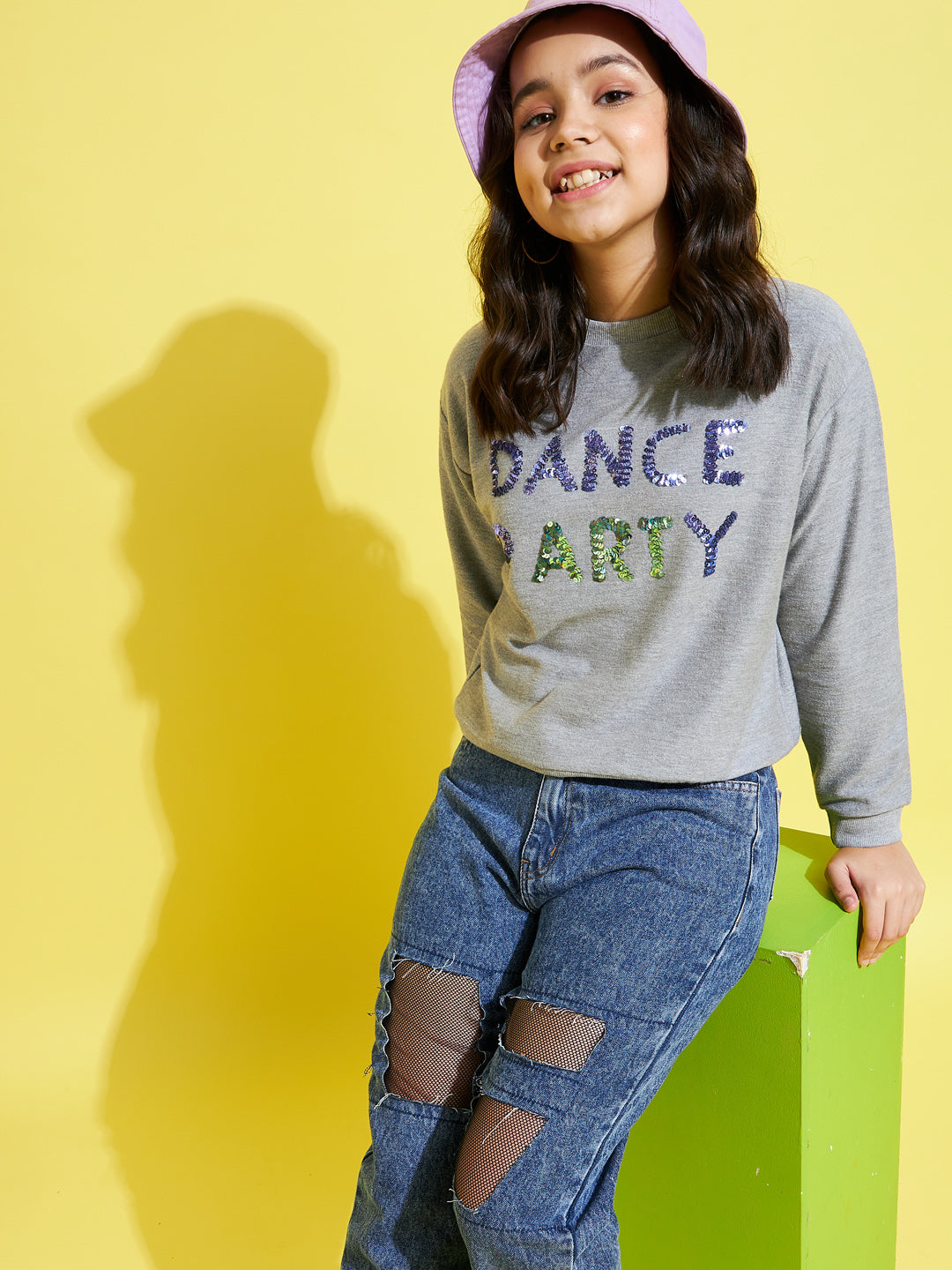 Grey DANCE PARTY Embroidered Sweatshirt-Noh.Voh